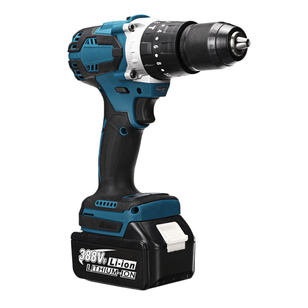 3 in 1 3500Rpm 800W Brushless Cordless Impact Drill Screwdriver 90N.M Compact Electric Hammer Drill Driver W/ 1/2 2.4Ah Battery for Makita - MRSLM