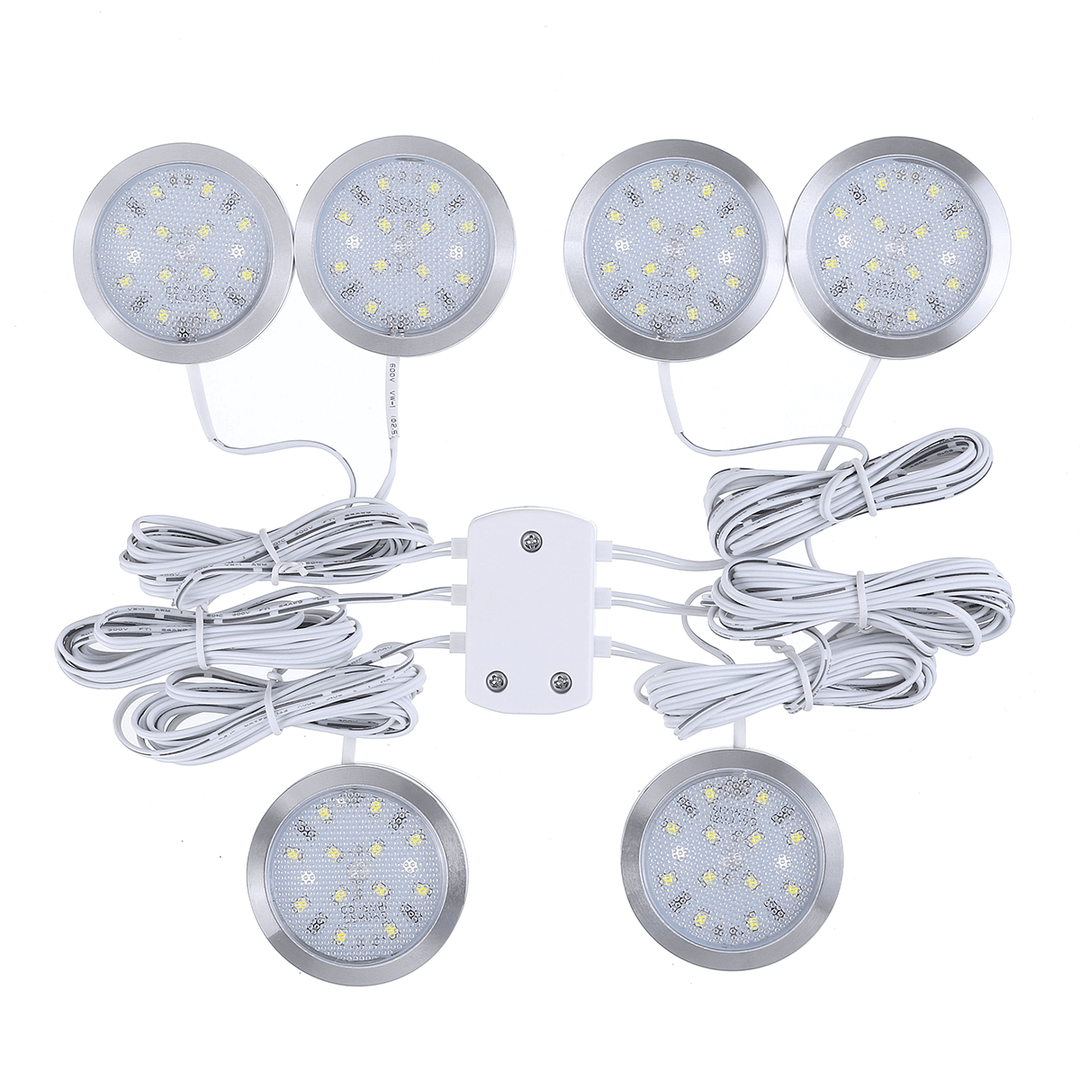 6Pcs 12V LED Spot Light Interior Lamp Downlight W/ Remote for VW T4 T5 RV Caravan - MRSLM