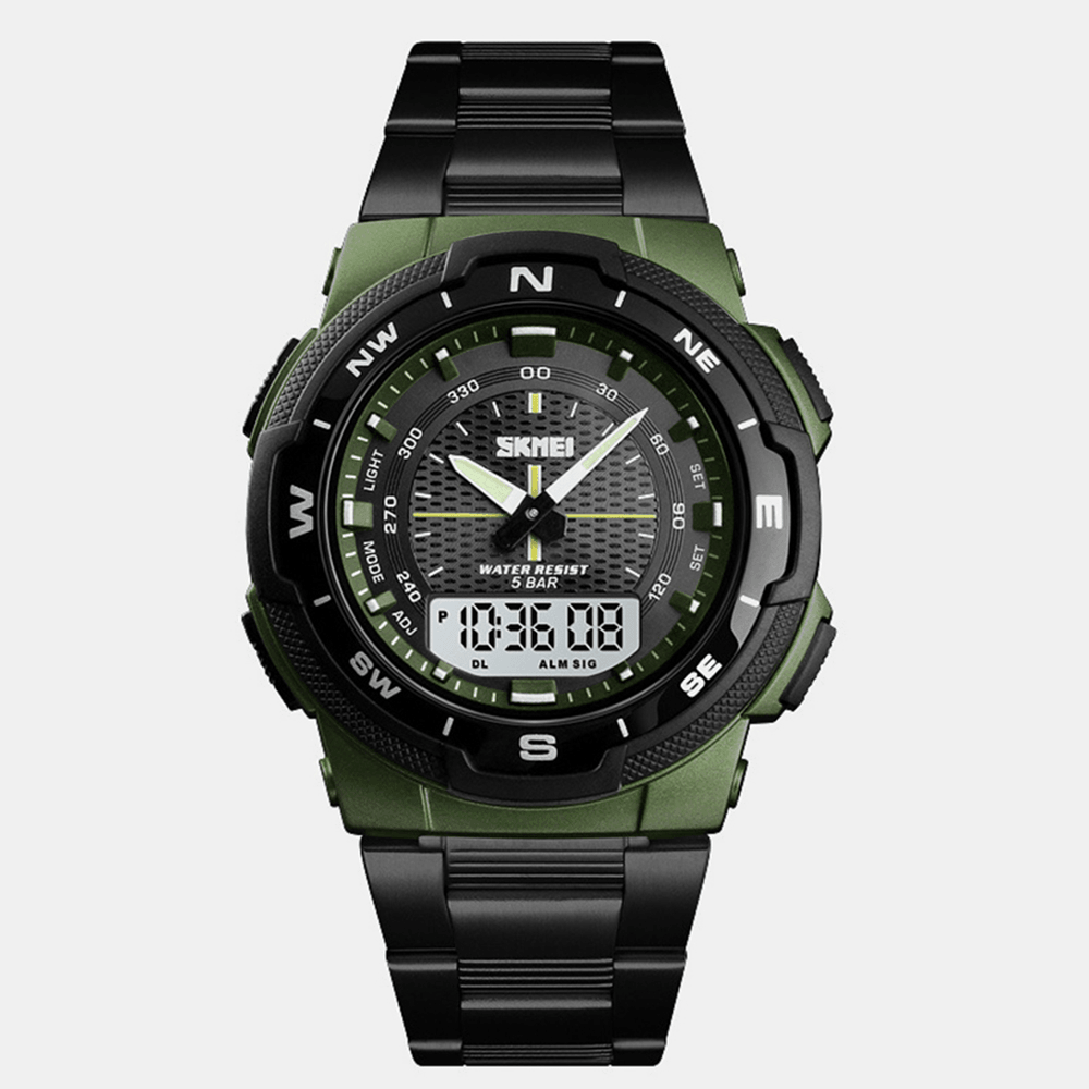 SKMEI 1370 Business Multifunction 12/24 Hour Date Week Luminous Display Alarm Clock Stopwatch Waterproof Outdoor Men Digital Watch - MRSLM