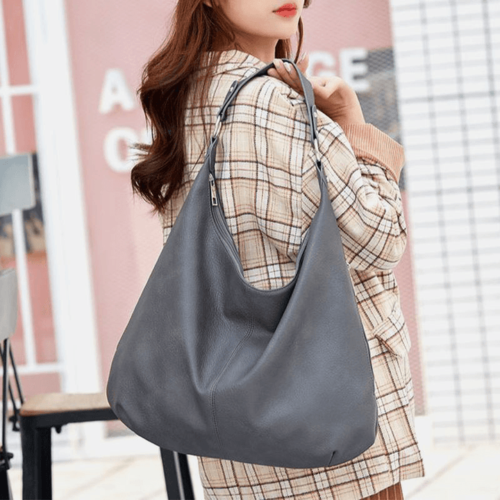 Women PU Leather Large Capacity Vintage Shoulder Bag Handbag Tote - MRSLM