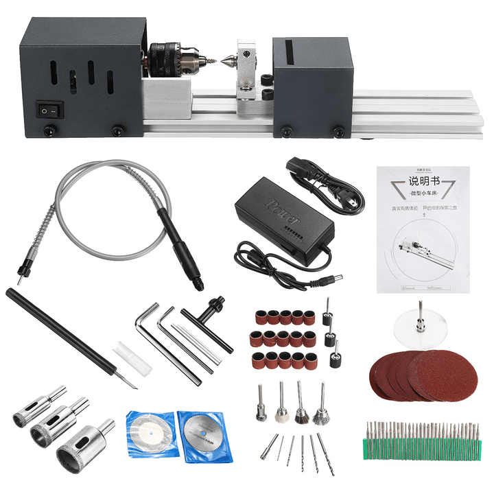 Mini Lathe Beads Polishing Cutting Machine DIY Table Saw Drill Woodworking Kit - MRSLM