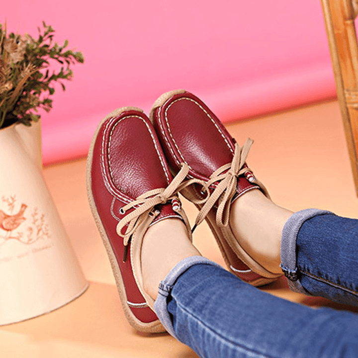 Breathable Walking Leather Flat Shoe - MRSLM