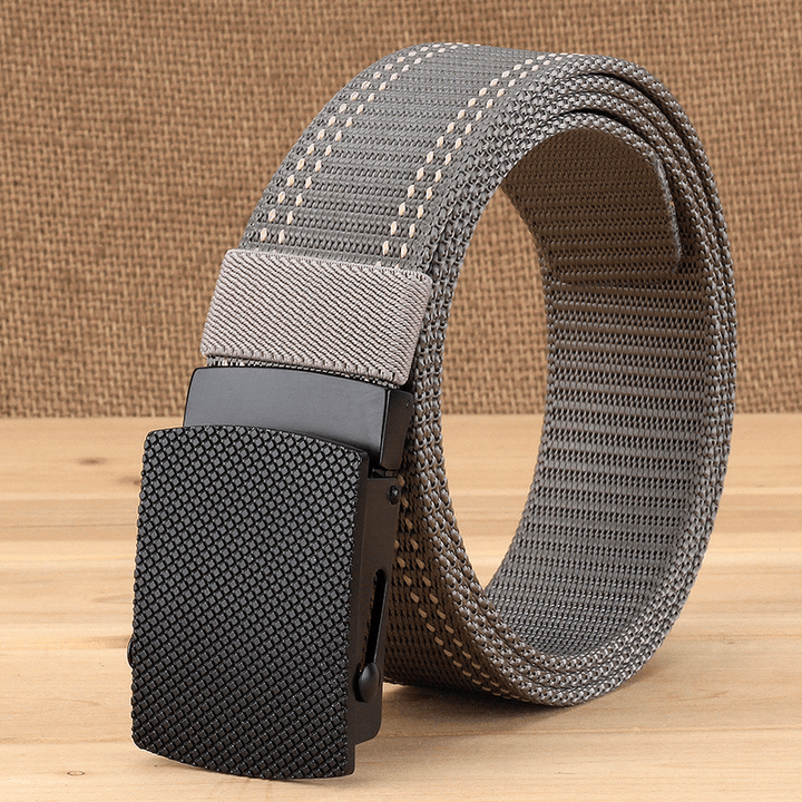 Men Casual Outdoor New Casual Nylon Belt Trendy Alloy Buckle Thick Belt - MRSLM