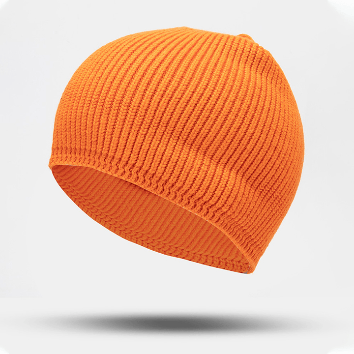 Unisex Solid Color Elastic Knitted Caps Autumn Winter Warm Breathable Skull Cap Brimless Beanie Landlord Cap - MRSLM