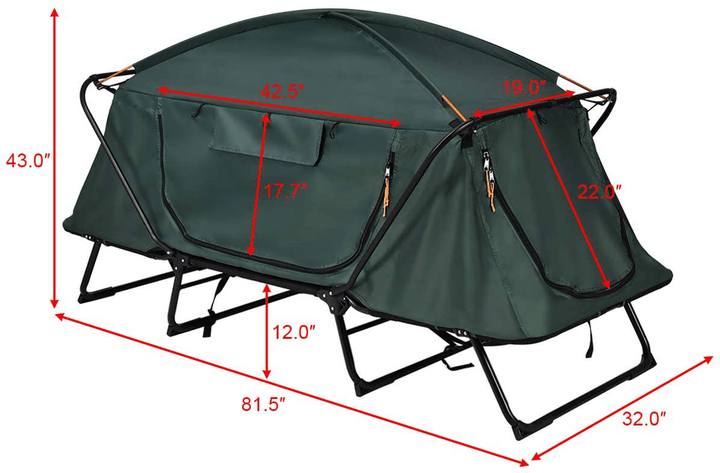 2 Person Camping Tent off the Ground Folding Waterproof Double Layer Cold Protection Anti-Wind Sunshade Dome Canopy Hiking Travel with Carry Bag - MRSLM