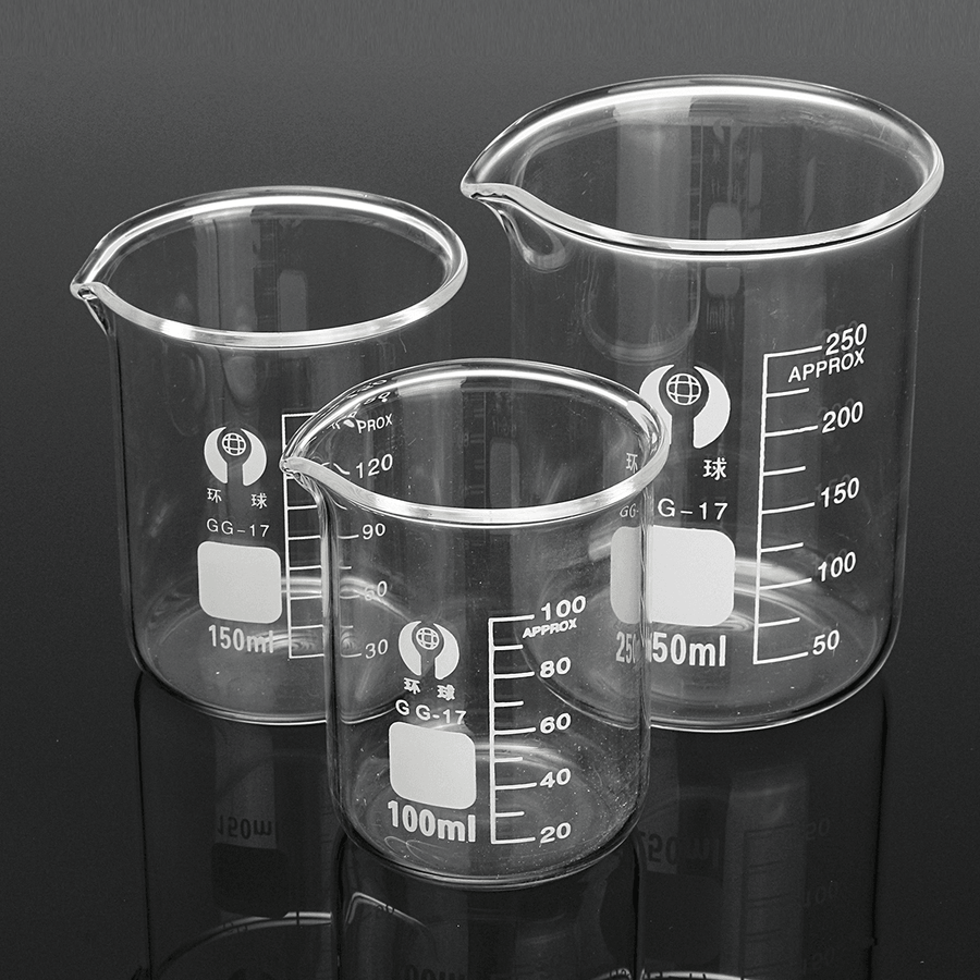 3Pcs 100Ml 150Ml 250Ml Beaker Set Graduated Borosilicate Glass Beaker Volumetric Measuring Lab Glassware - MRSLM