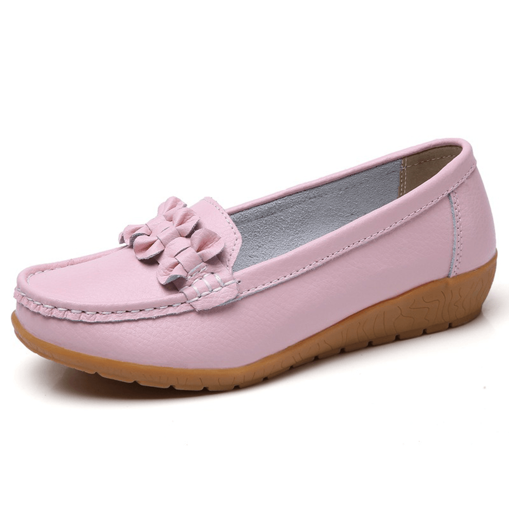 Women Bowknot Stitching Decor Comfy Slip Resistant Casual Loafers - MRSLM