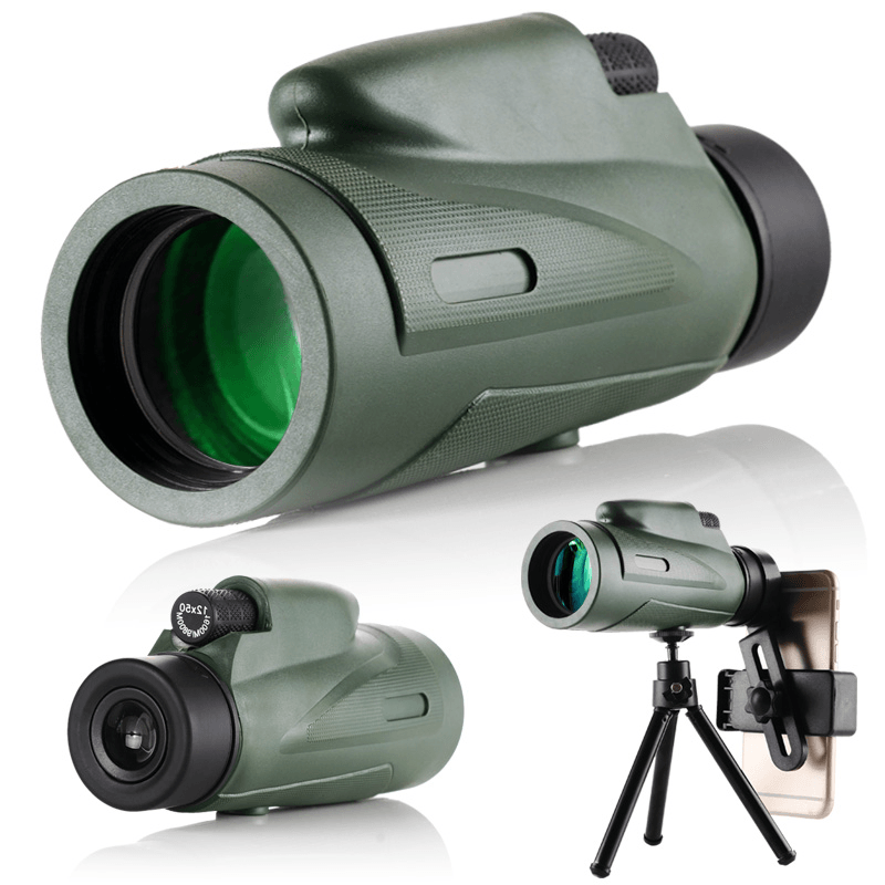 Ipree® 12X50 Greenskin Monocular High Definition Monocular Adjustable Eyepiece Waterproof Durable Outdoor Camping Climbing Travel - MRSLM