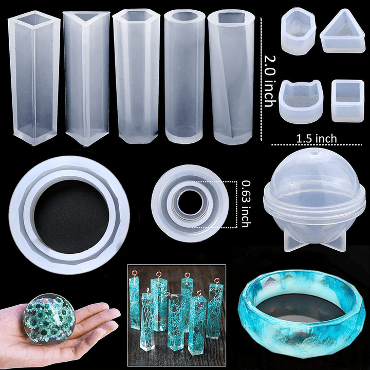 159Pcs Silicone Casting Molds and Tools Jewelry Pendant Resin Mould with Bag DIY - MRSLM