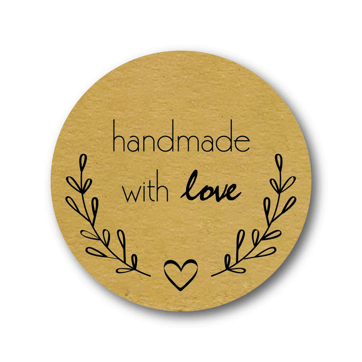 500PCS Kraft Paper Handmade with Love Sticker DIY Gifts Wrap Cookies Packaging Stickers - MRSLM