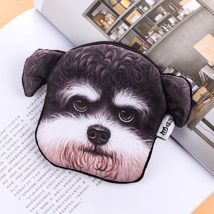 Cartoon Cute Dog Coin Bag Plush Card Holder Key Purse - MRSLM