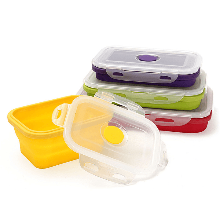 Ipree® 4 Size Collapsible Silicone Lunch Boxes Portable Food Storage Kitchen Containers - MRSLM