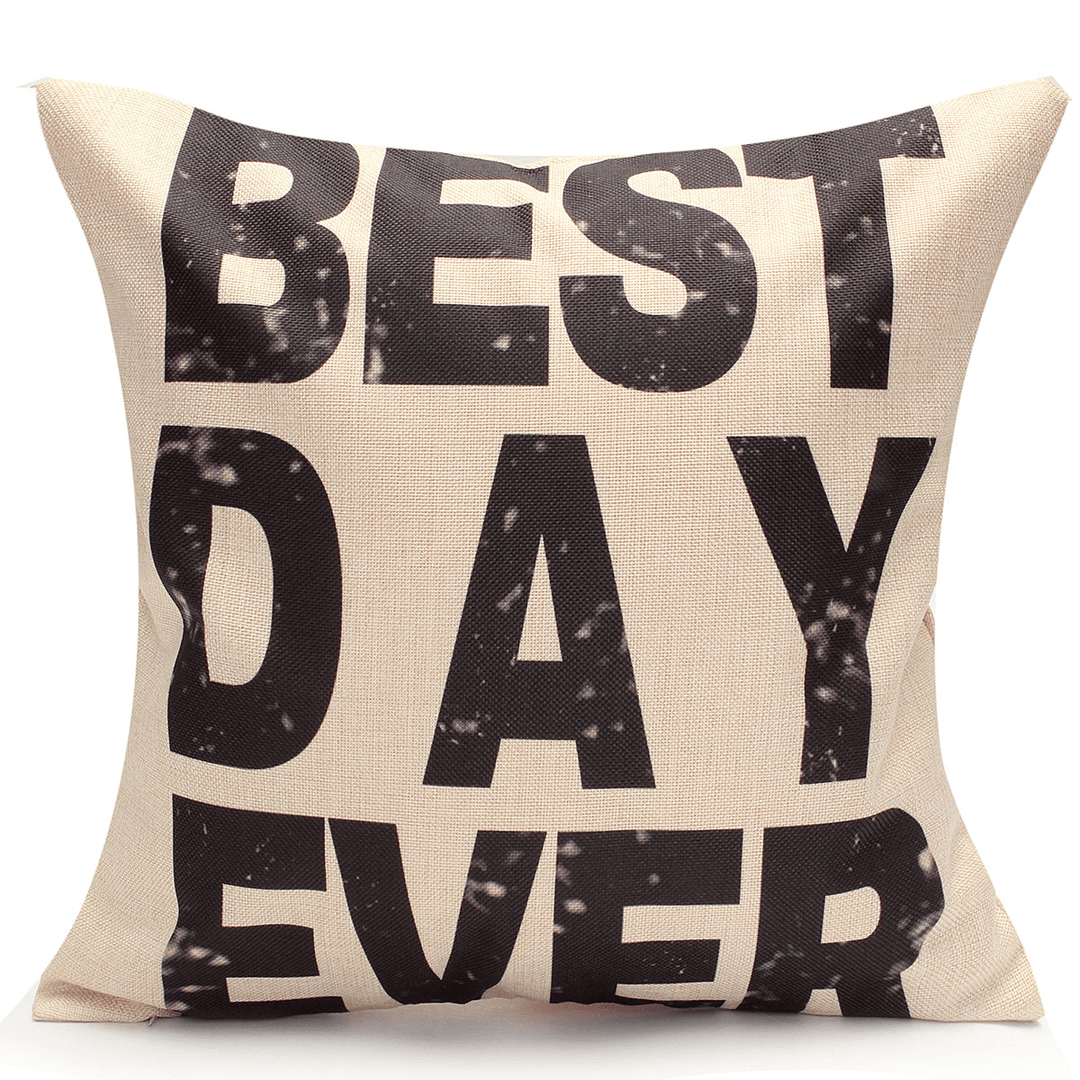 Square English Letter Cotton Linen Pillow Case Throw Cushion Cover Home Decor - MRSLM