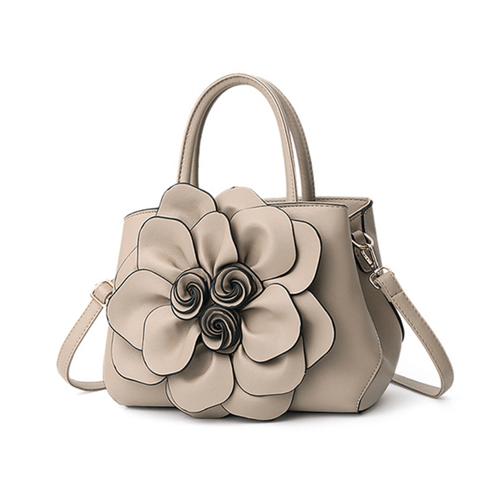 Women Lady Leather Elegant Handbag Flower Decoration Shoulder Evening Bag - MRSLM