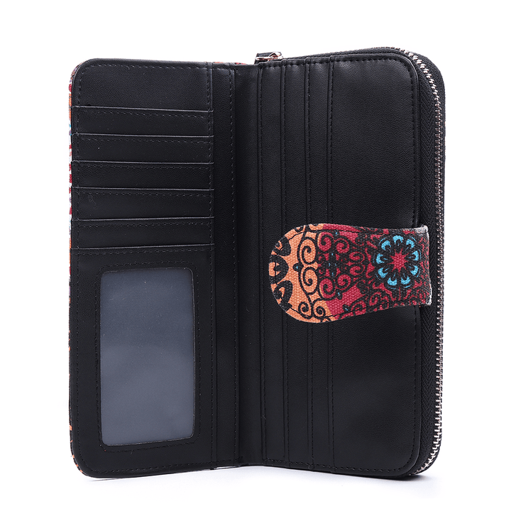 Women Canvas Bohemian Long Wallet Muti-Slot - MRSLM