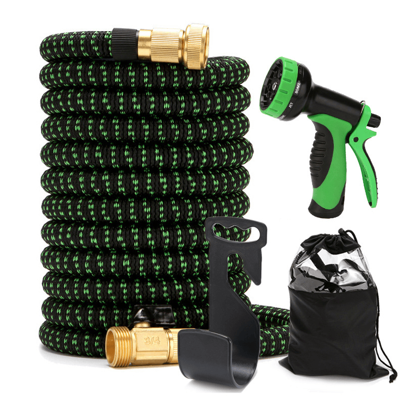 Expandable Flexible Garden Hose Retractable Kink Free Collapsible Lightweighta Water Hose with 3/4" Brass Fittings Function Sprayer Nozzle - MRSLM