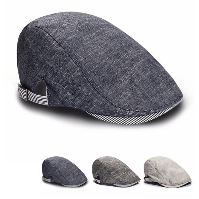 Mens Male Beret Retro Cotton Visor Gorras Planas Beret Caps Cabbie Ivy Cap - MRSLM