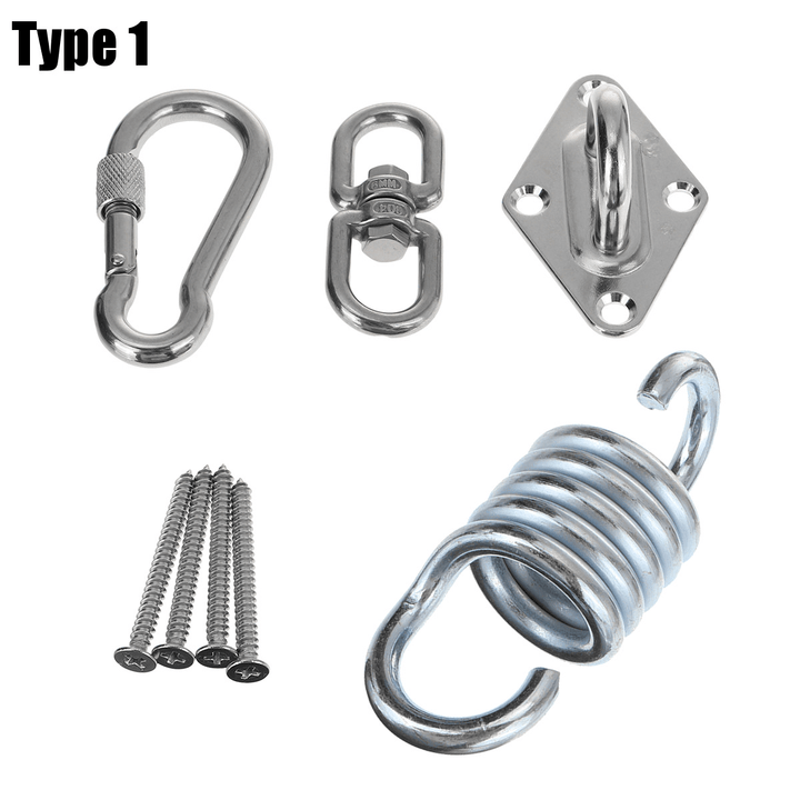 360° Rotation Stainless Steel Hammock Swing Hook Fixed Plate Hanging Chair Sandbag Buckles Tools Kit - MRSLM