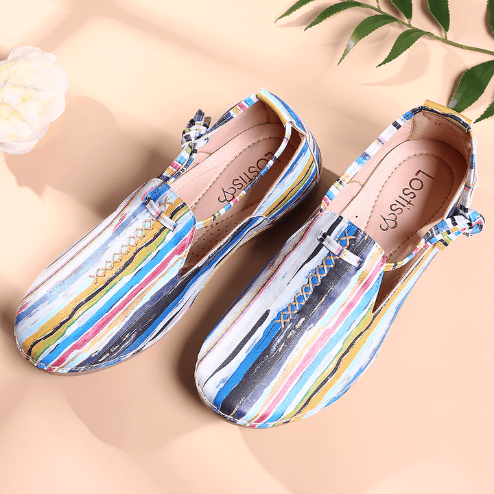 Lostisy Lace up Multicolor Comfy Soft Walking Casual Loafers - MRSLM