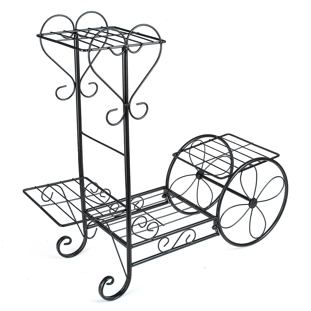 Flower Pot Plant Stand Storage Shelf Organizer Plant Shelf Classical Design Iron Design Bookshelf round for Office Home Garden - MRSLM