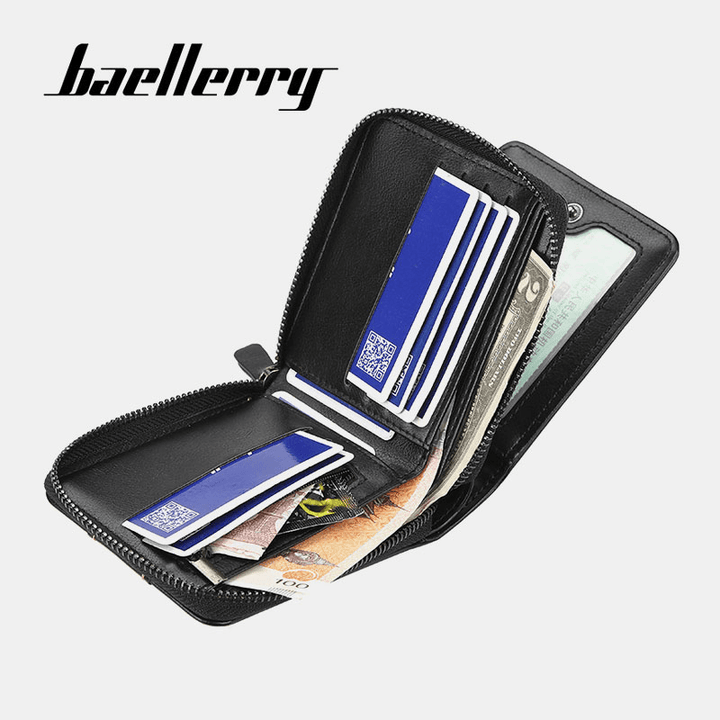 Baellerry Men Faux Leather Zipper Wallet Three-Fold Creative Driving License Card Holder - MRSLM