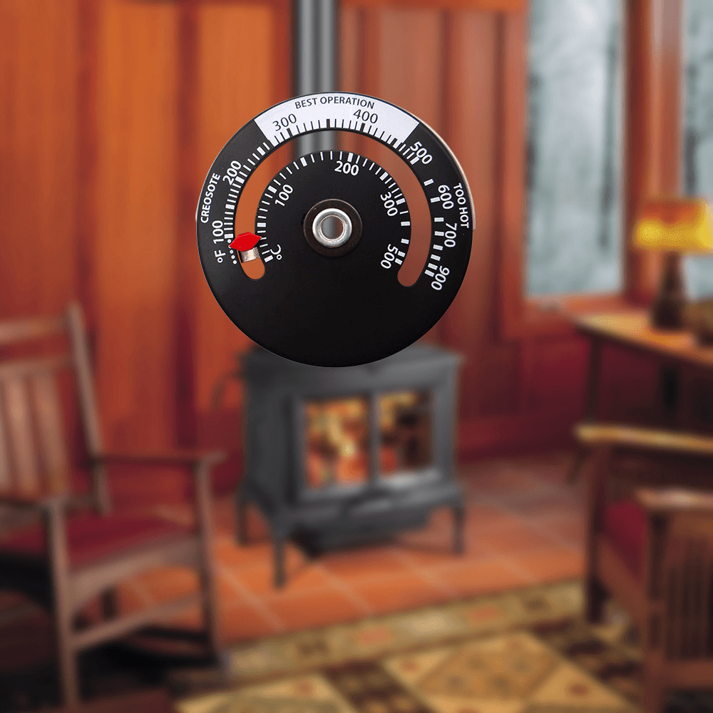 Magnetic Heating Stove Thermometer Heat Powered for Wood Log Burning Stove Fireplace Burner Fireplace Fan Thermometer Fireplace Tools - MRSLM