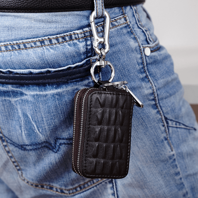 Genuine Leather Key Case Crocodile Pattern Car Key Holder Key Bag for Women Men - MRSLM