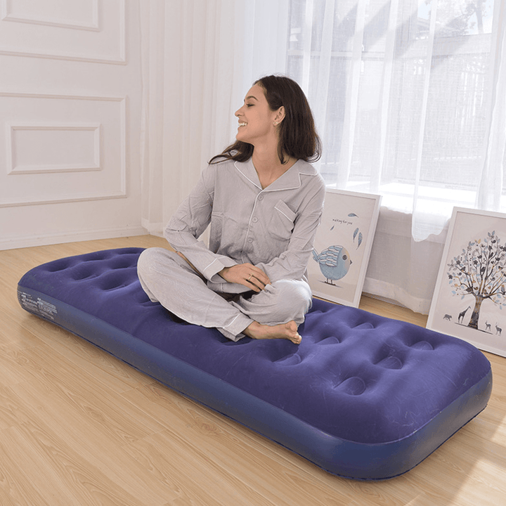 PVC Inflatable Bed Inflatable Mattress Air Mattress Bed Single Double Wide Soft Mattress Comfortable Outdoor Home - MRSLM