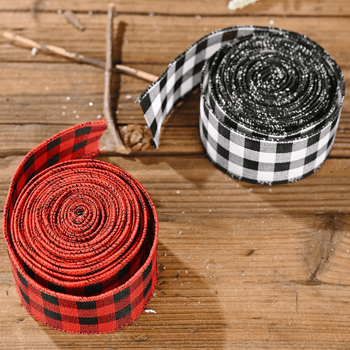 Christmas Black and White Red Lattice Decoration Ribbon - MRSLM