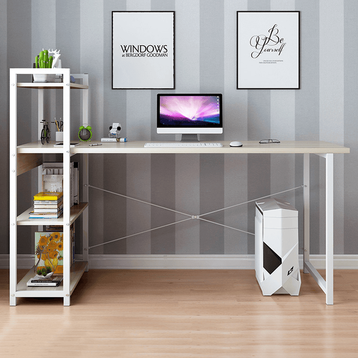 Computer Laptop Desk Writing Study Table Bookshelf Storage Rack Desktop Workstation with Storage Shelves Home Office Furniture - MRSLM