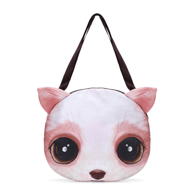 Women 3D Dog Cat Pussy Face Purse Cute Shopping Tote Shoulder Bag - MRSLM