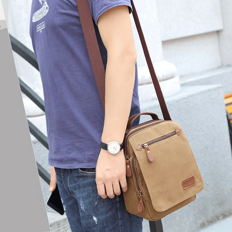 Men Canvas Handbag Ipad Bag Outdoor Crossbody Bag - MRSLM