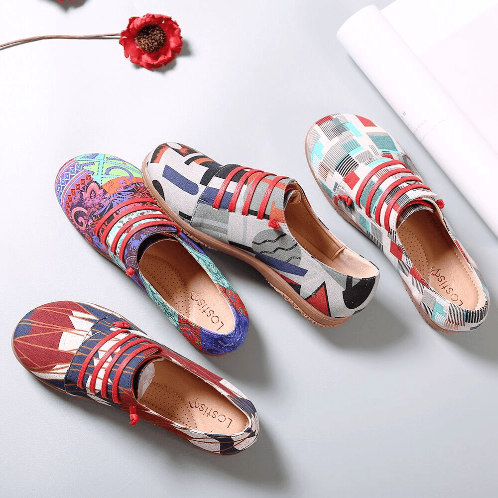 Women Irregular Pattern Exclusively Sold Lazy Slip on Flats - MRSLM