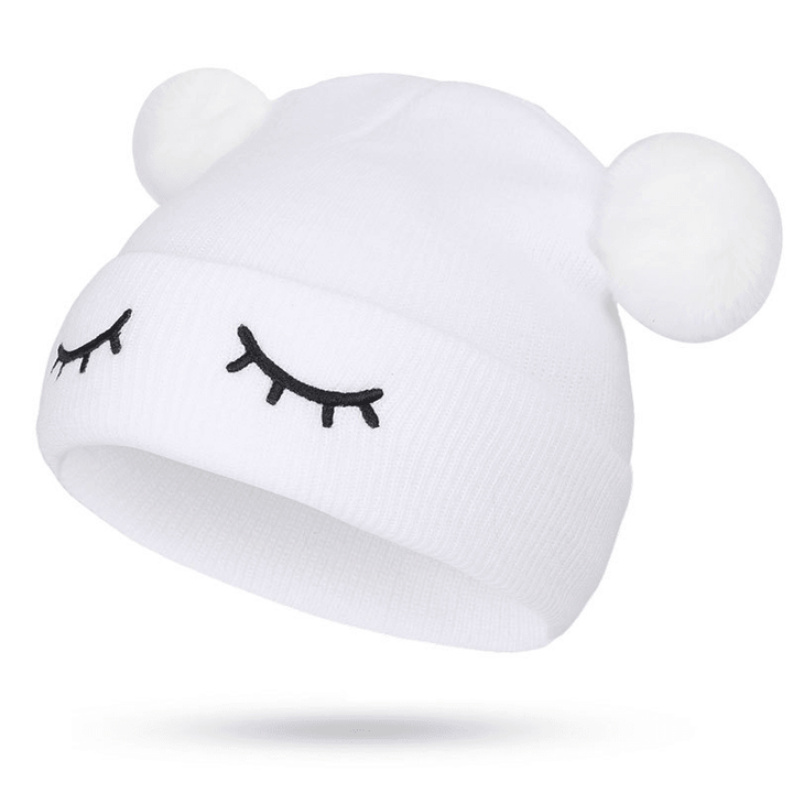 Children Woolen Hat Winking Bear Embroidery - MRSLM