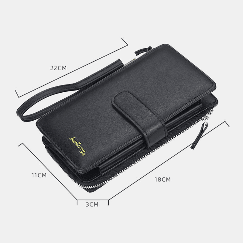 Baellerry Men Faux Leather Long Wallet Phone Bag Card Holder Clutches Bag for Business - MRSLM