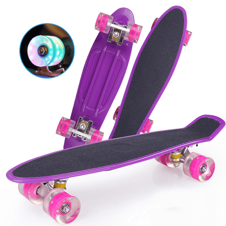 22 Inch Skateboard Mini Cruiser Board Fish Skate Board Adults Children Scooter Pastel Longboard Bearings Flash Wheel - MRSLM