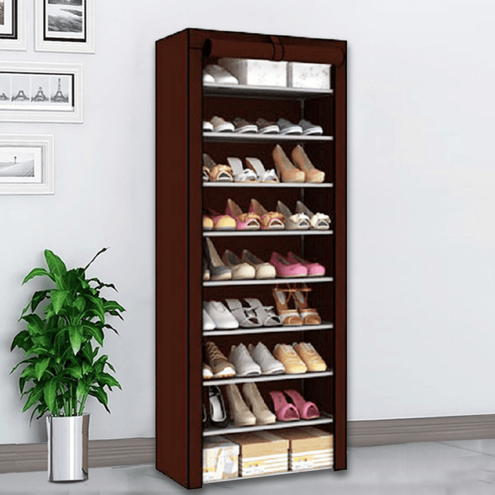 10 Tiers 9 Lattices Shoe Rack Shelf Storage Closet Organizer Cabinet with Dust Cover - MRSLM