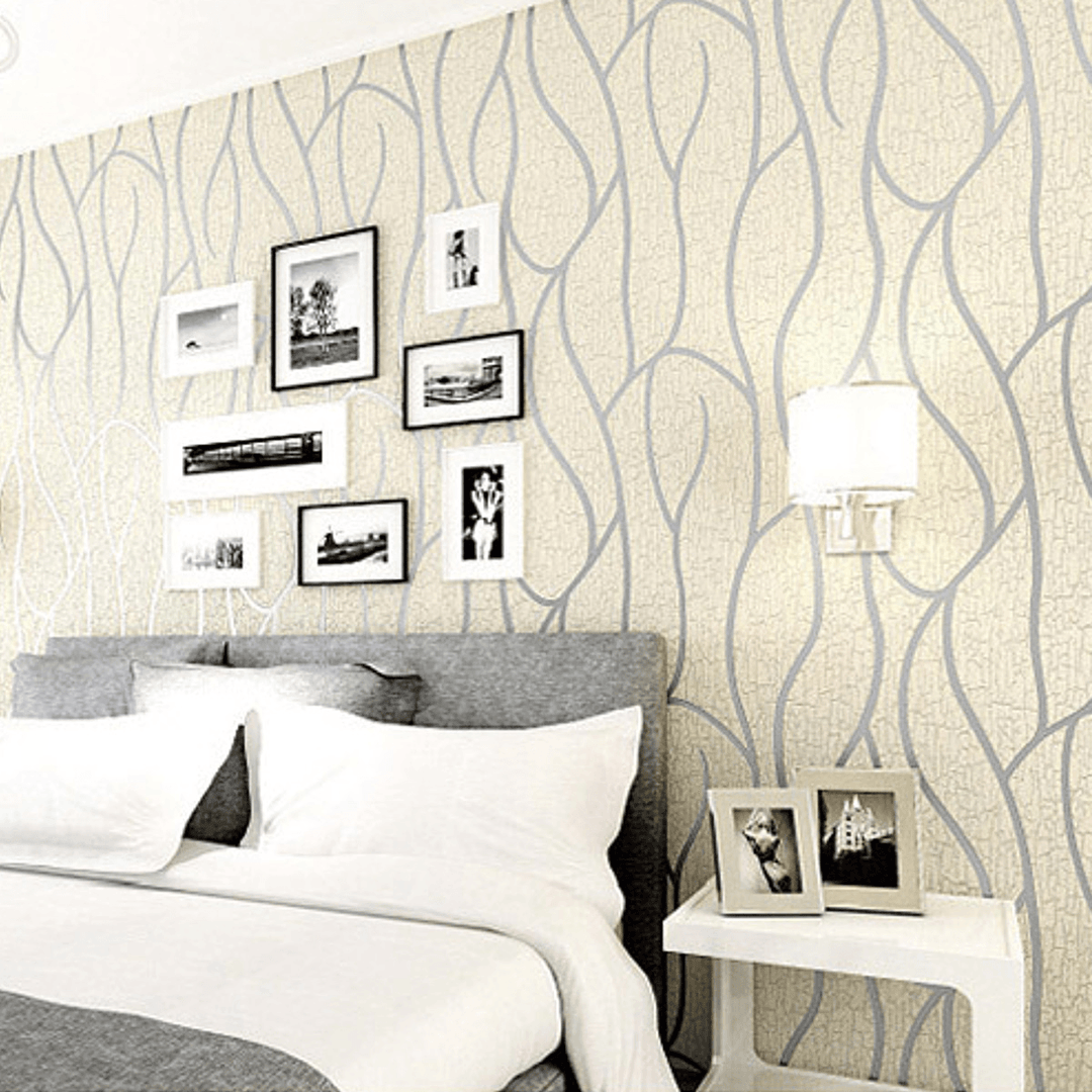 10M 3D Non-Woven Wave Stripe Embossed Paper Rolls Bedroom Living Room Wall Sticker - MRSLM