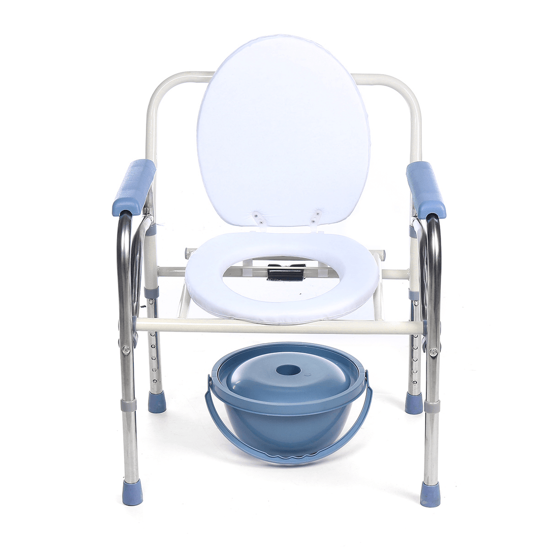 HENGRONG Foldable Commode Chair Elderly Gravida Adjustable Shower Toilet Bedside Potty - MRSLM