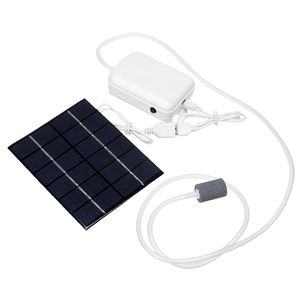 1.6L/Min Solar Powered Air Pump Kit Portable 5W Solar Panel Oxygen Pump for Fish Tank - MRSLM