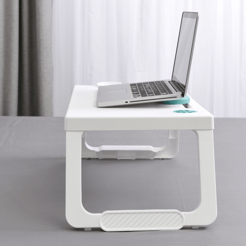 Portable Plastic Foldable Laptop Desk Stand Lapdesk Computer Notebook Multi-Functional Bed Sofa Breakfast Tray Table Office Serving Table with Tablet&Pen Slots/Cup Holder - MRSLM