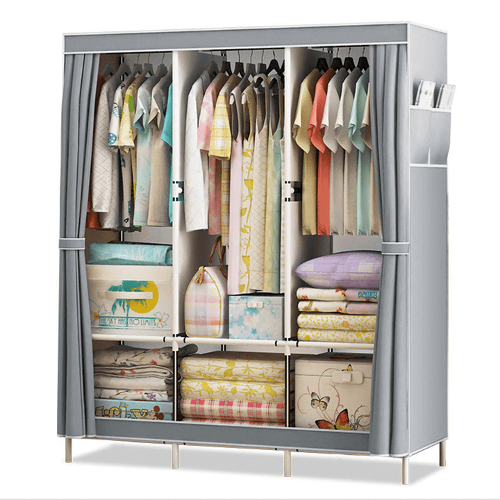 Simple Cloth Wardrobe Fabric Steel Tube Assembly Wardrobe Modern Economic Clothes Storage Bag Wardrobe Dormitory Storage Cabinet - MRSLM