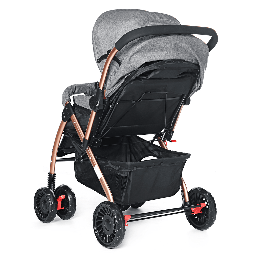 Kids Folding Stroller Travel Pushchair with Storage Basket Body Stroller Cart for 0-3 Years Old - MRSLM