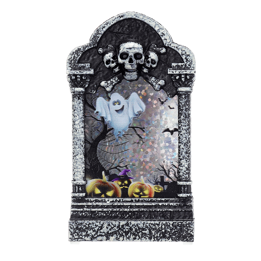 Halloween LED Light Lamp Skeleton Tombstone Castle Plastic Prop Party Gift Decor Table Lamp - MRSLM