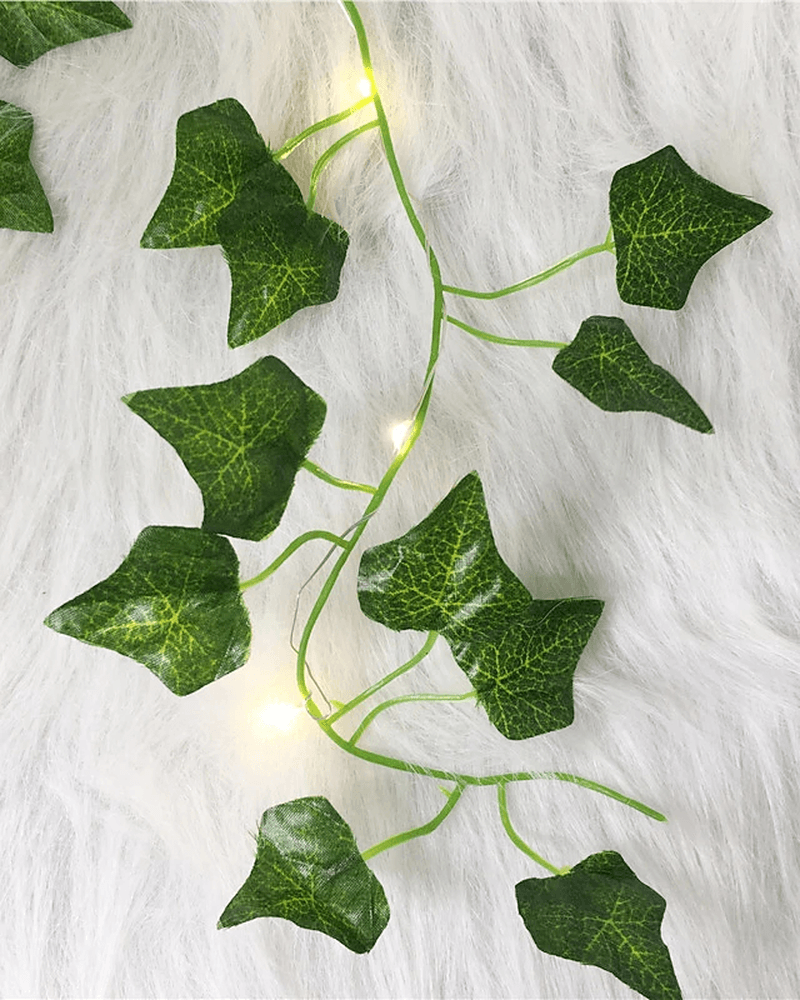 1X 2M Artificial Plants Led String Light Creeper Green Leaf Ivy Vine for Home Wedding Decor Lamp DIY Hanging Garden Yard Lighting (Come without Battery) - MRSLM