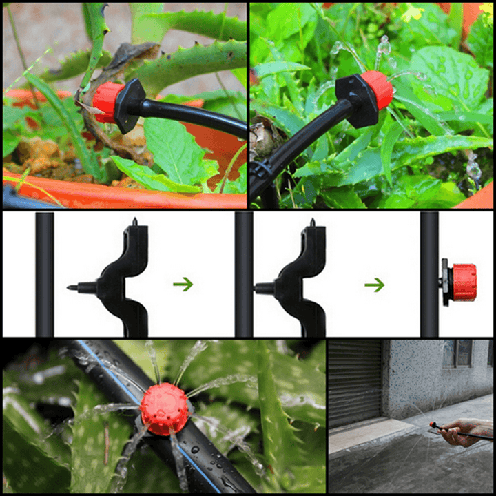 100Pcs Adjustable Micro Drip Irrigation Watering Anti-Clogging Emitter Dripper Watering System Automatic Hose Kits Connector - MRSLM