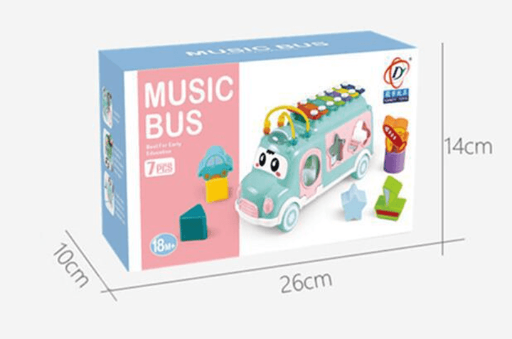 Children'S Toy Car Percussion Piano Bus Multi-Functional Building Blocks - MRSLM