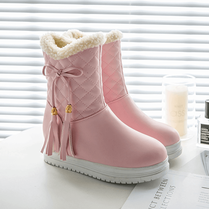 Warm Flat Platform Slip on Causal Soft Ankle Snow Boots - MRSLM