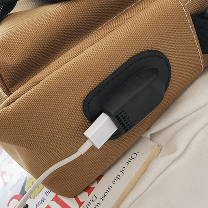 Men Canvas Large Capacity USB Charging Vintage Hippie Messenger Bag Crossbody Bag Shoulder Bag - MRSLM