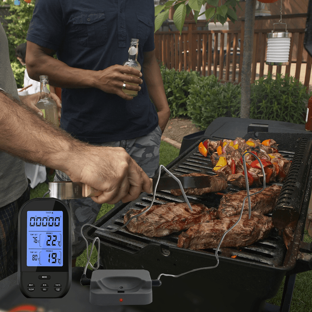 LCD Digital Kitchen BBQ Thermometer Dual Probe Detection Cooking Barbecue Grill Meat Detector - MRSLM